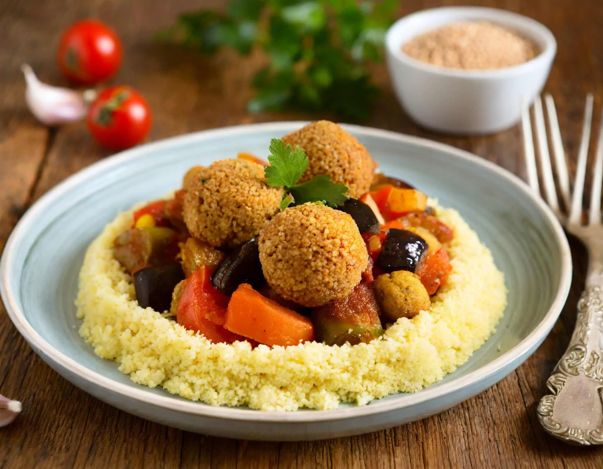semoule ratatouille et falafels bio Saveurs et Vie
