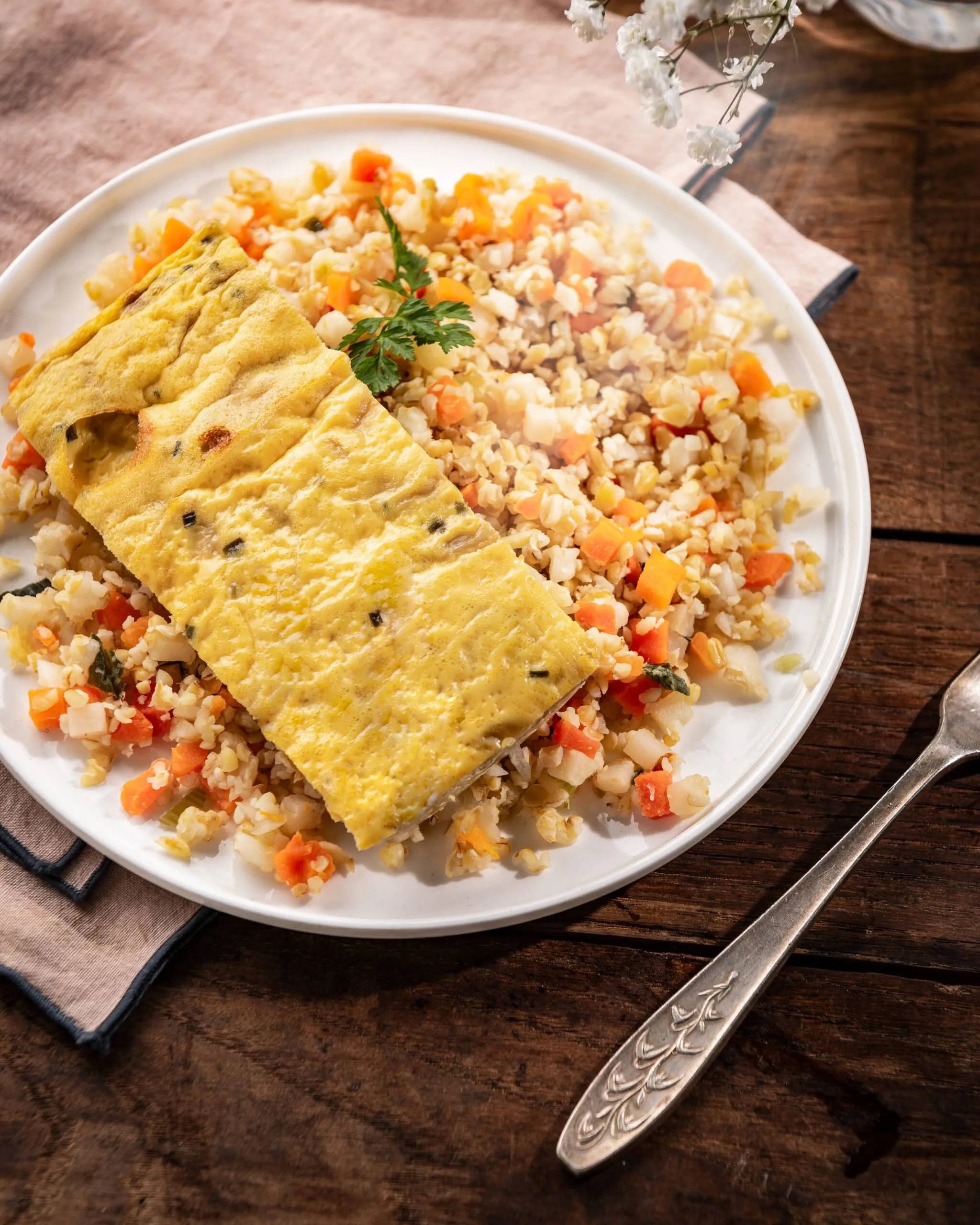 omelette boulghour ratatouille bio