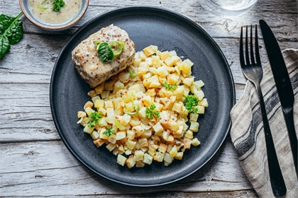 Paupiette de veau à l'ancienne et pommes de terre rissolées