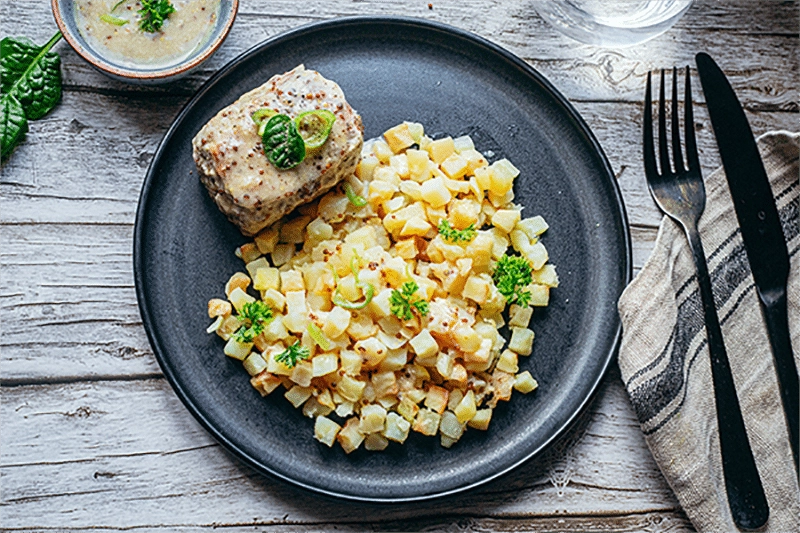 Paupiette de veau à l'ancienne et pommes de terre rissolées