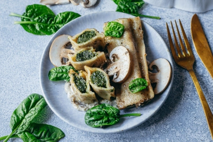 Canneloni épinard sauce champignon